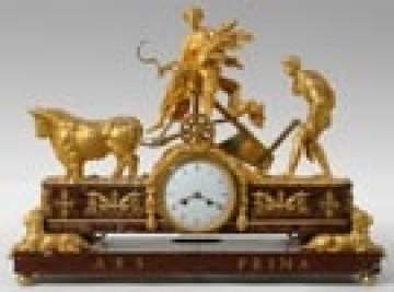 Empire Ormolus Patinated Bronze Mantle Clock 